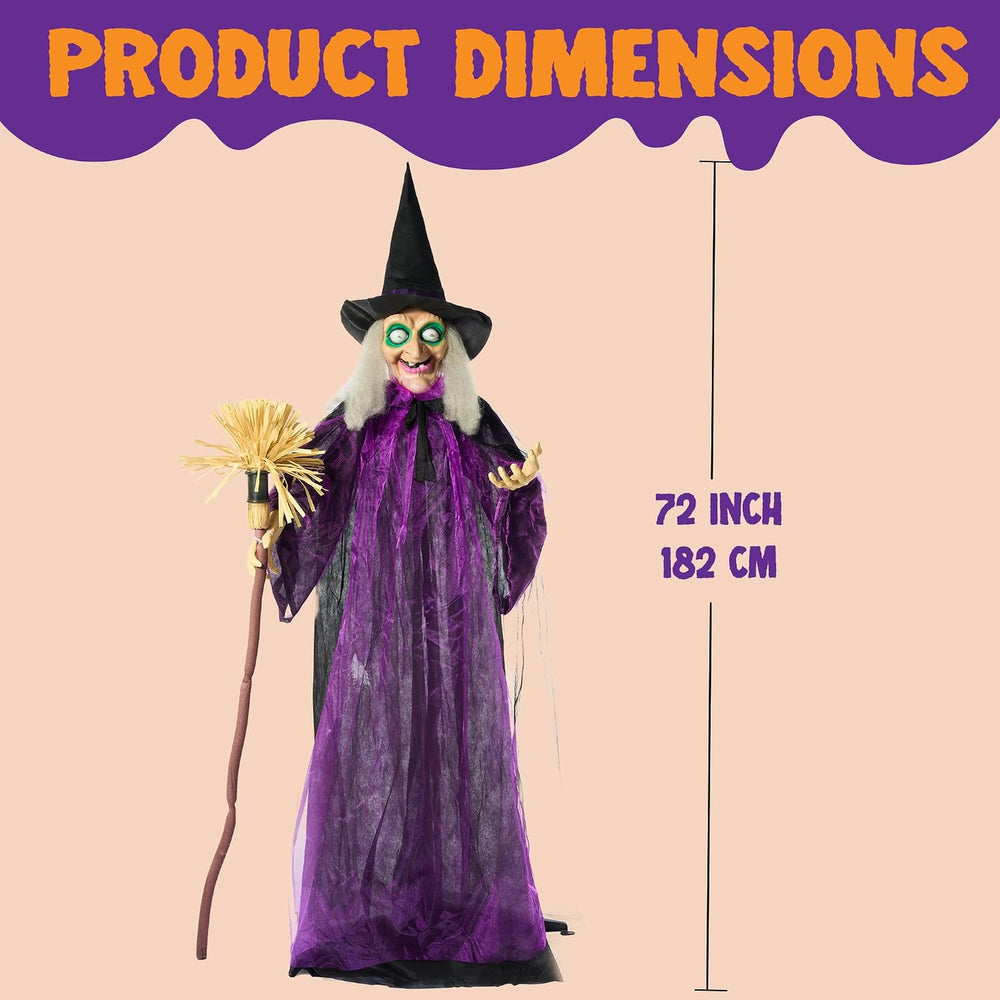 JOYIN Halloween Decorations Witch Life Size Animated with LED Eyes and Creepy...