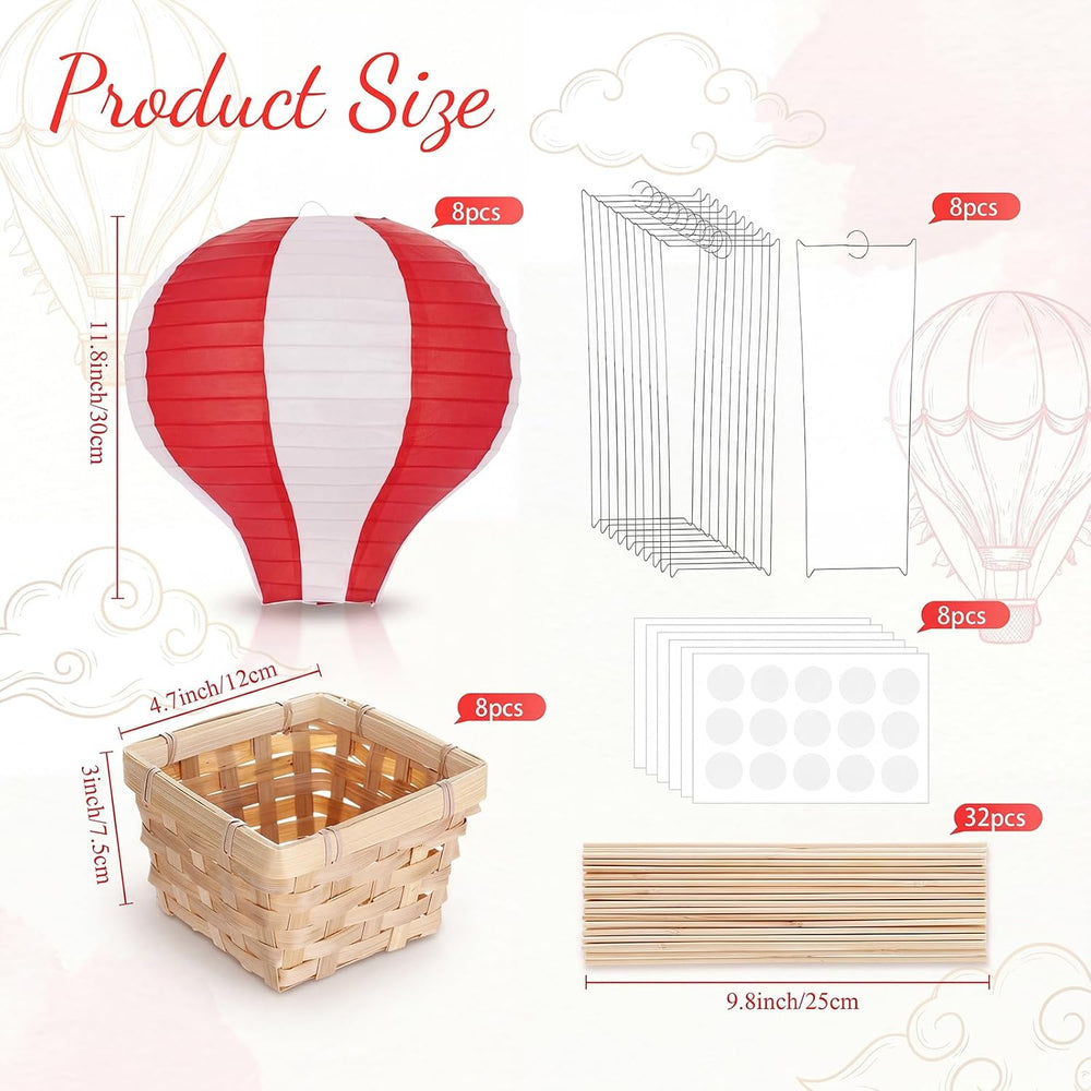 Meooeck 8 Sets Red Hot Air Balloon Table Centerpieces Decor