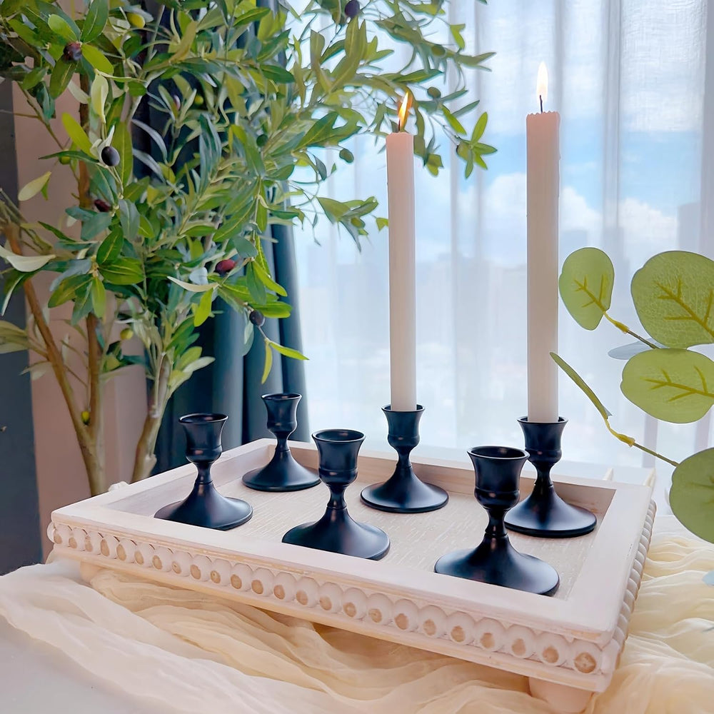 Black Candlestick Holders, Small Taper Candle Holders, Bulk 24-Pack