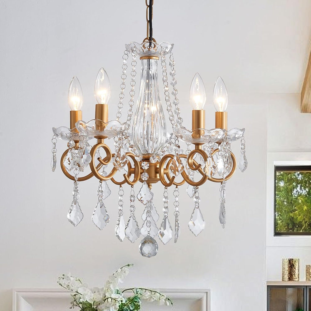 Crystal Chandelier, 5-Light Chandelier for Dining Room Light Fixture, K9 Crys...