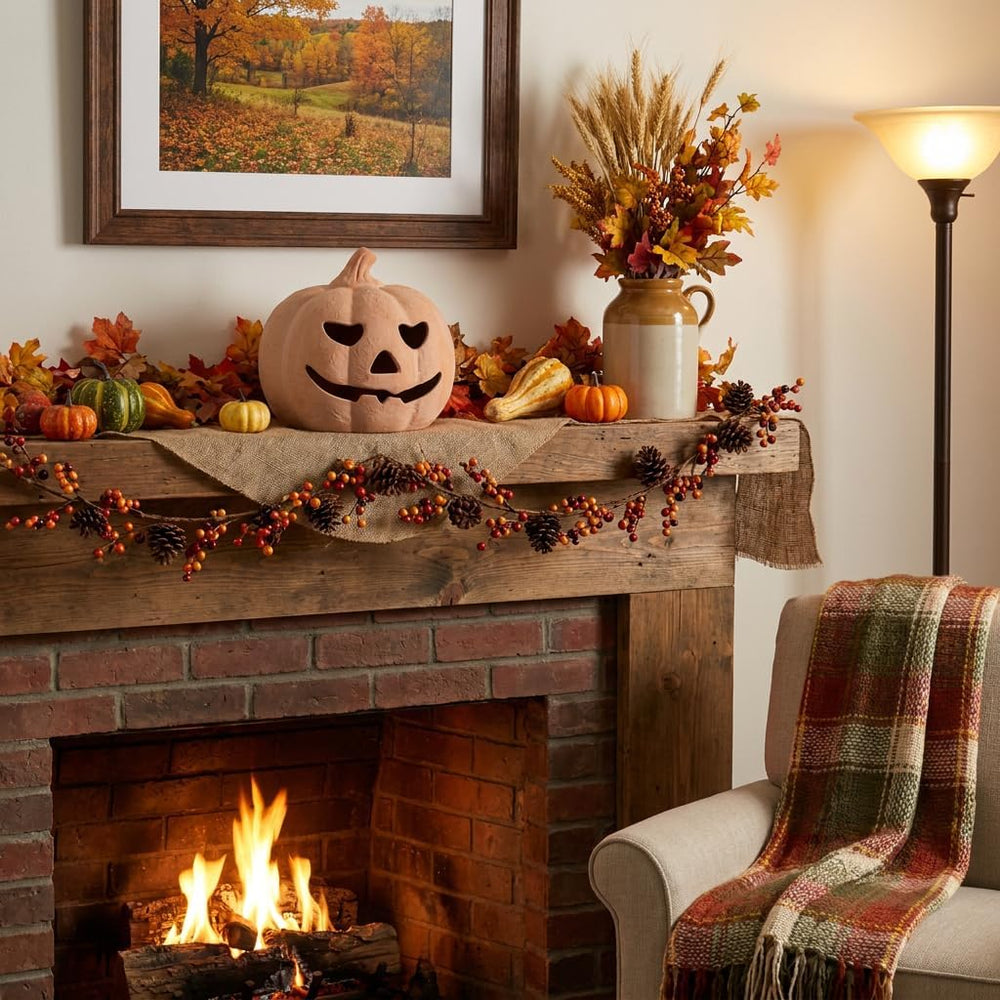 NUPTIO Terracotta Pumpkin Halloween Thanksgiving Outdoor Porch Decor, 10"H
