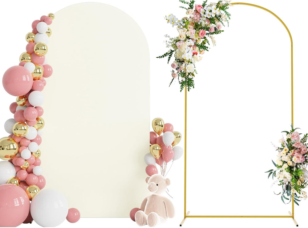 7.2FT Arch Backdrop Stand and Cover Set,Arch Stand with Ivory Cover