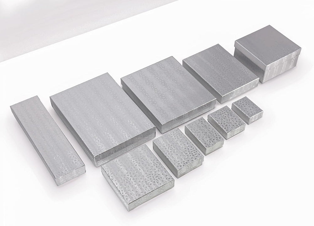 TheDisplayGuys 100 Cardboard Jewelry Gift Boxes with Inserts - Silver Foil