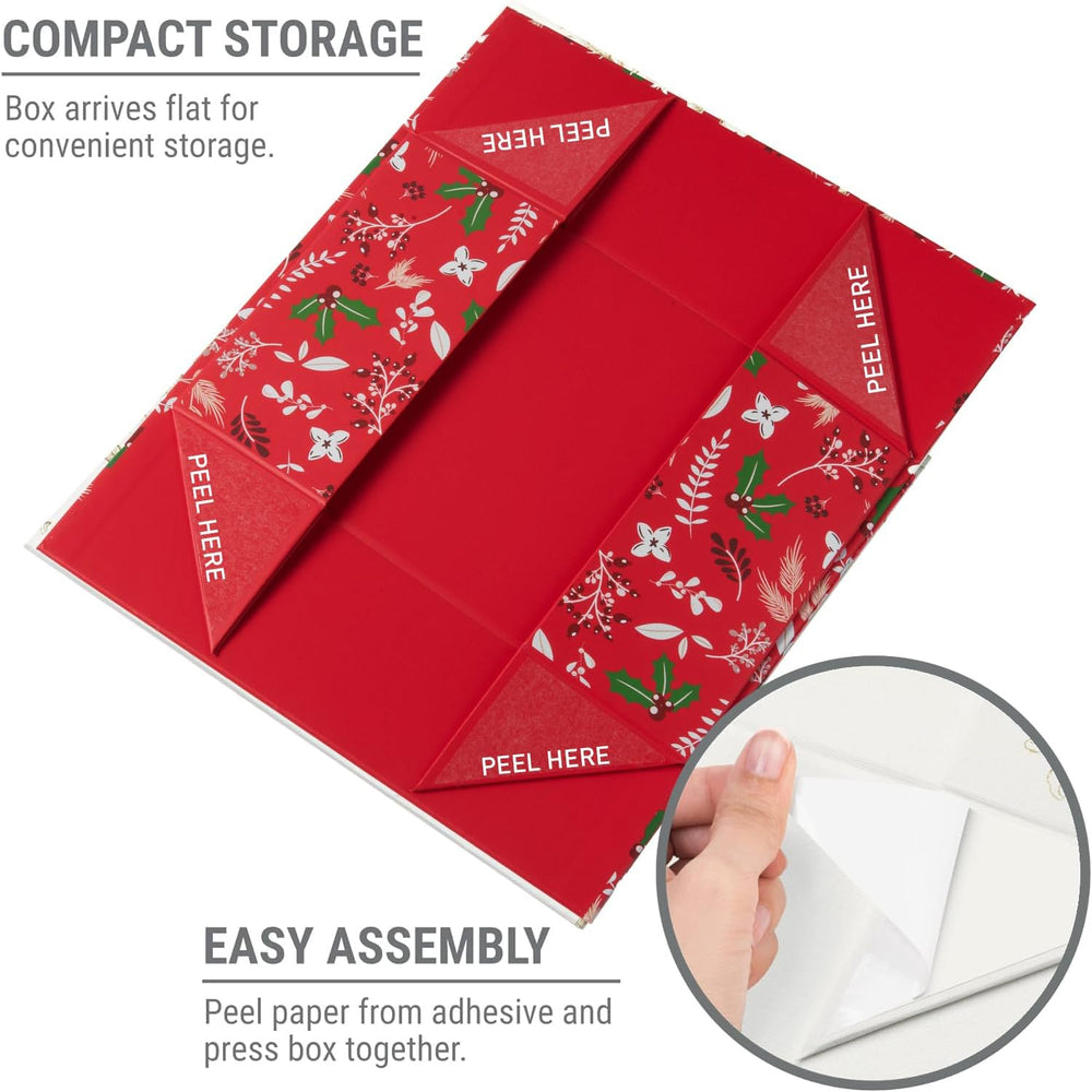 Christmas Gift Box with Magnetic Lid 3-Pack | Red Decorative Gift Boxes for P...