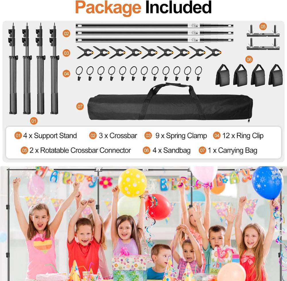 FUDESY Backdrop Stand Heavy Duty, 10x30ft Adjustable Photo Backdrop Stand