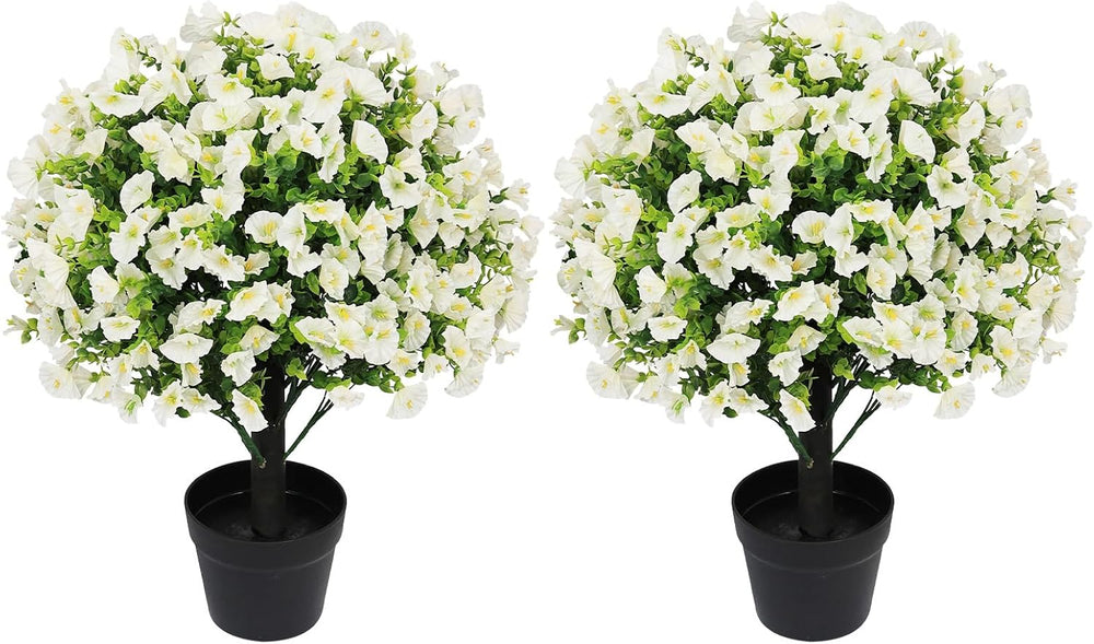 24" Artificial Potted Plants Outdoor, Faux Flowers UV Resistant