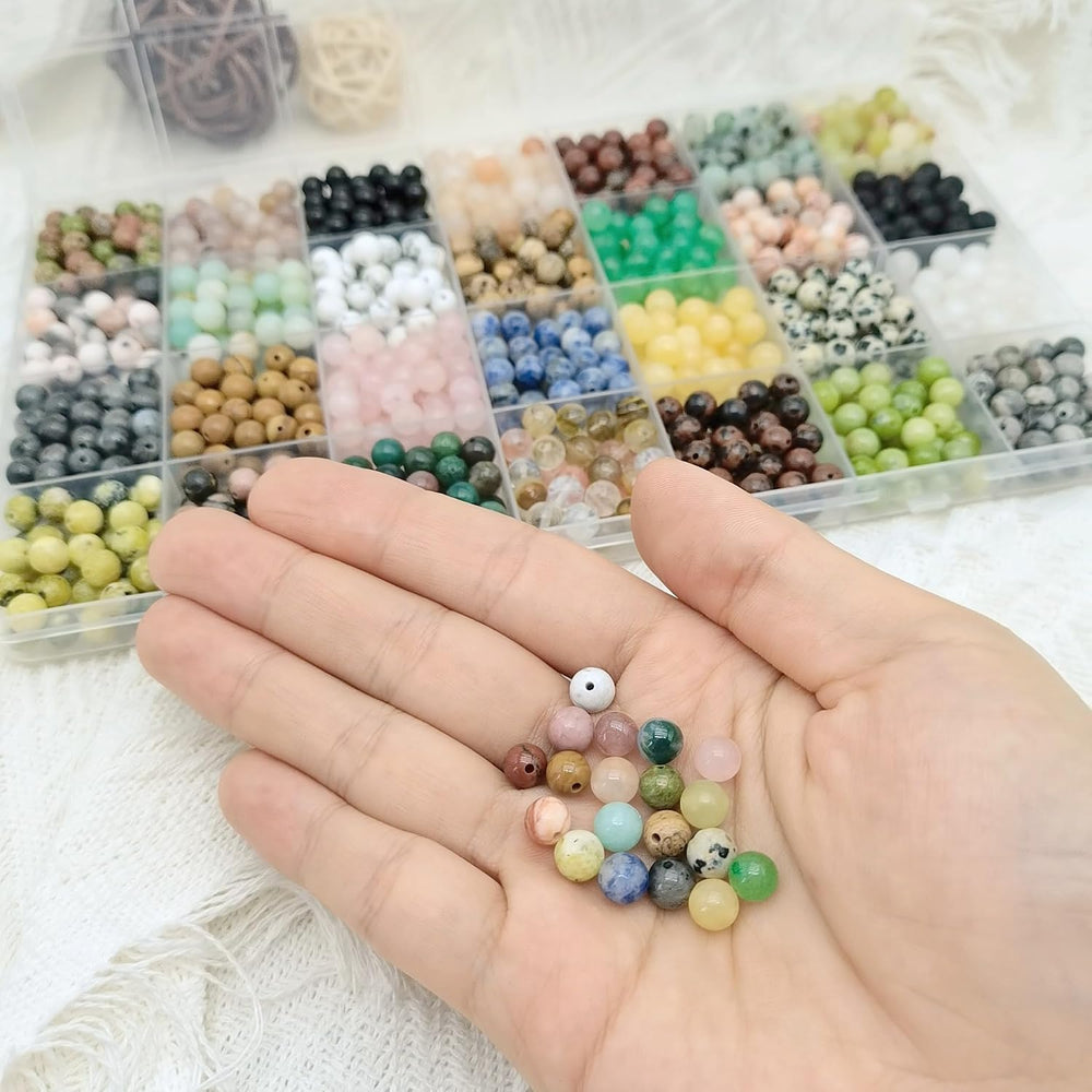 1120pcs 6mm Crystal Natural Gemstone Beads Bracelet Jewelry Making Kit