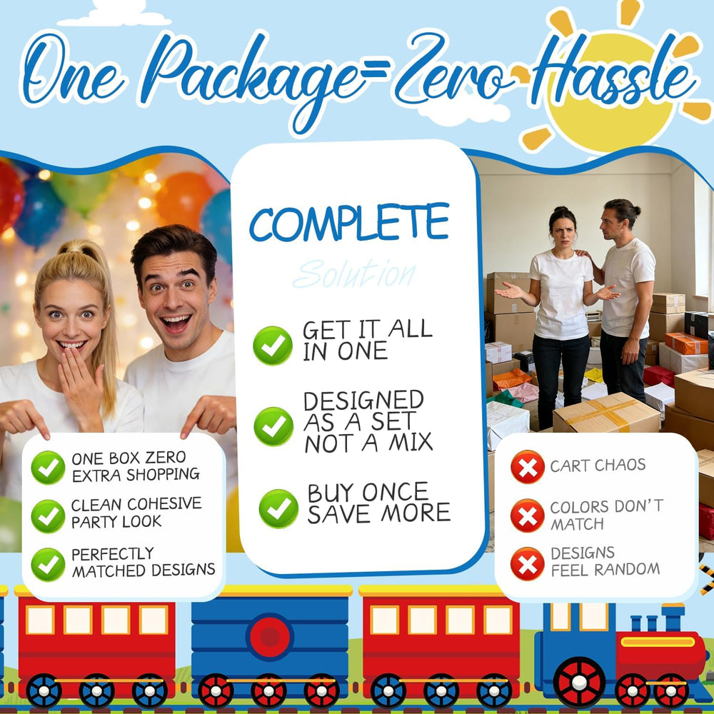 256Pcs Chugga Chugga Two Two Party Decor, All-in-One Set for 25 Guests