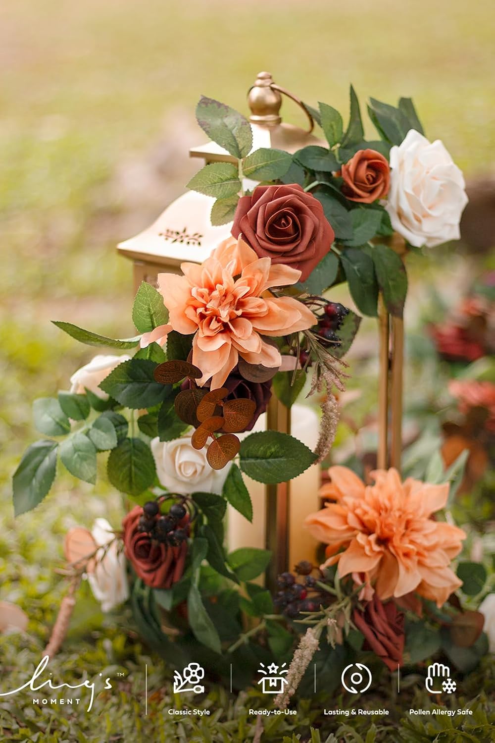 Ling's moment 6-Pack 2 ft Flower Garlands, Burnt Orange & Black Baccara