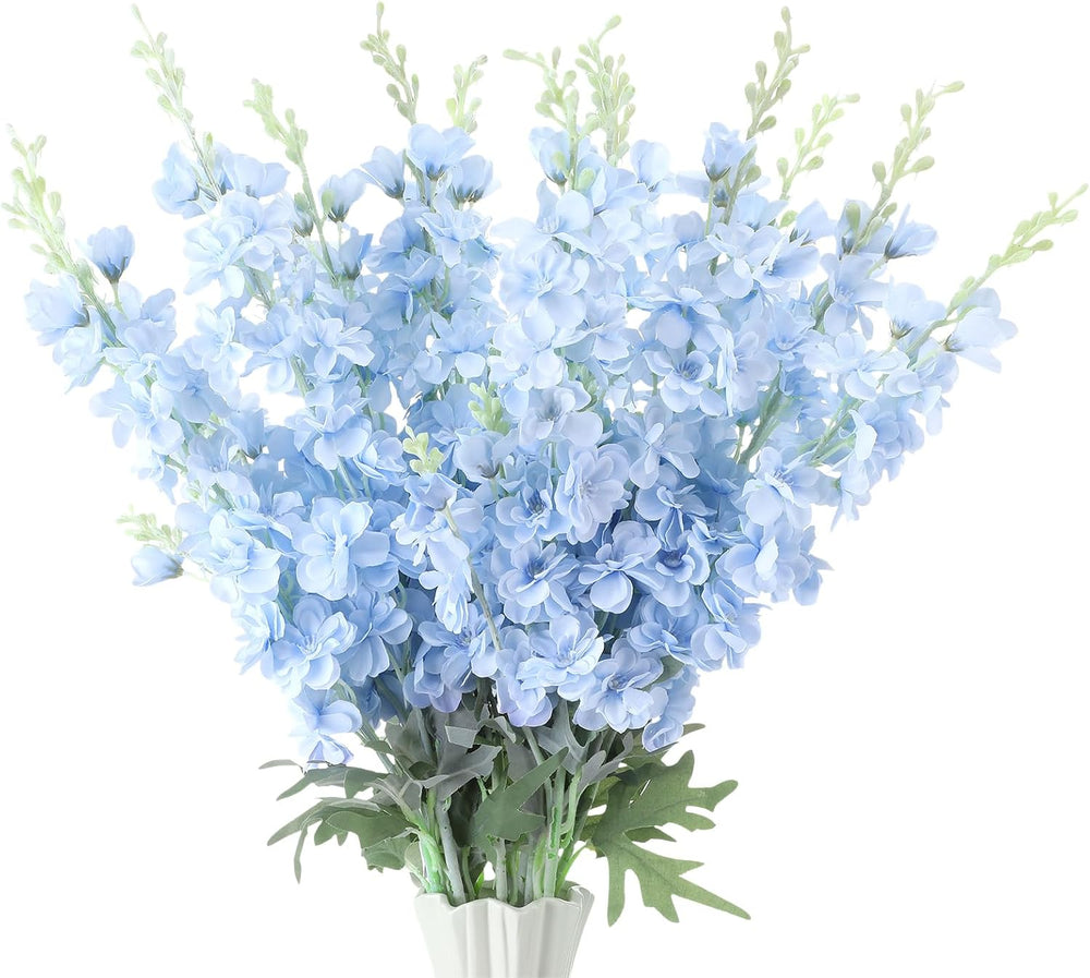 50 Pcs Blue Delphinium Artificial Flower Bulk, 34.25"