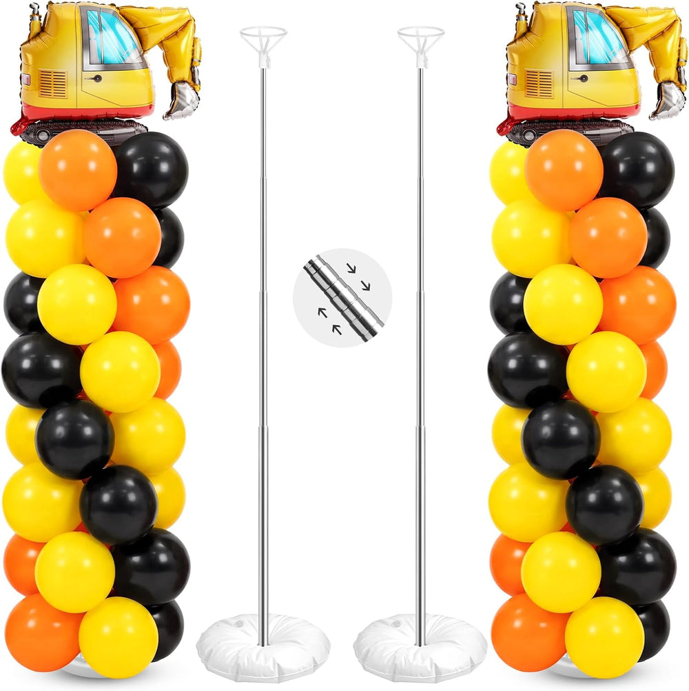 2 Set Construction Balloon Column Stand Kit Truck Party Decoration