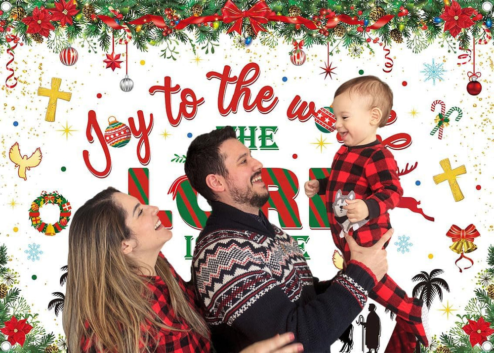 Christmas Nativity Backdrop Joy to The World The Lord is Come Banner 10x8ft