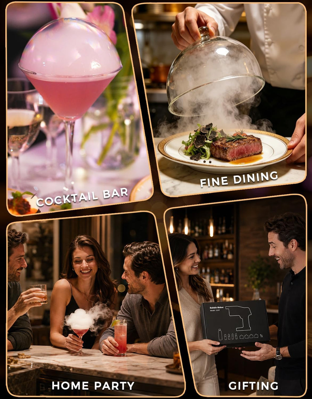 Cocktail Bubble Smoke Gun for Drinks - Creates Aromatic Smoke Bubbles