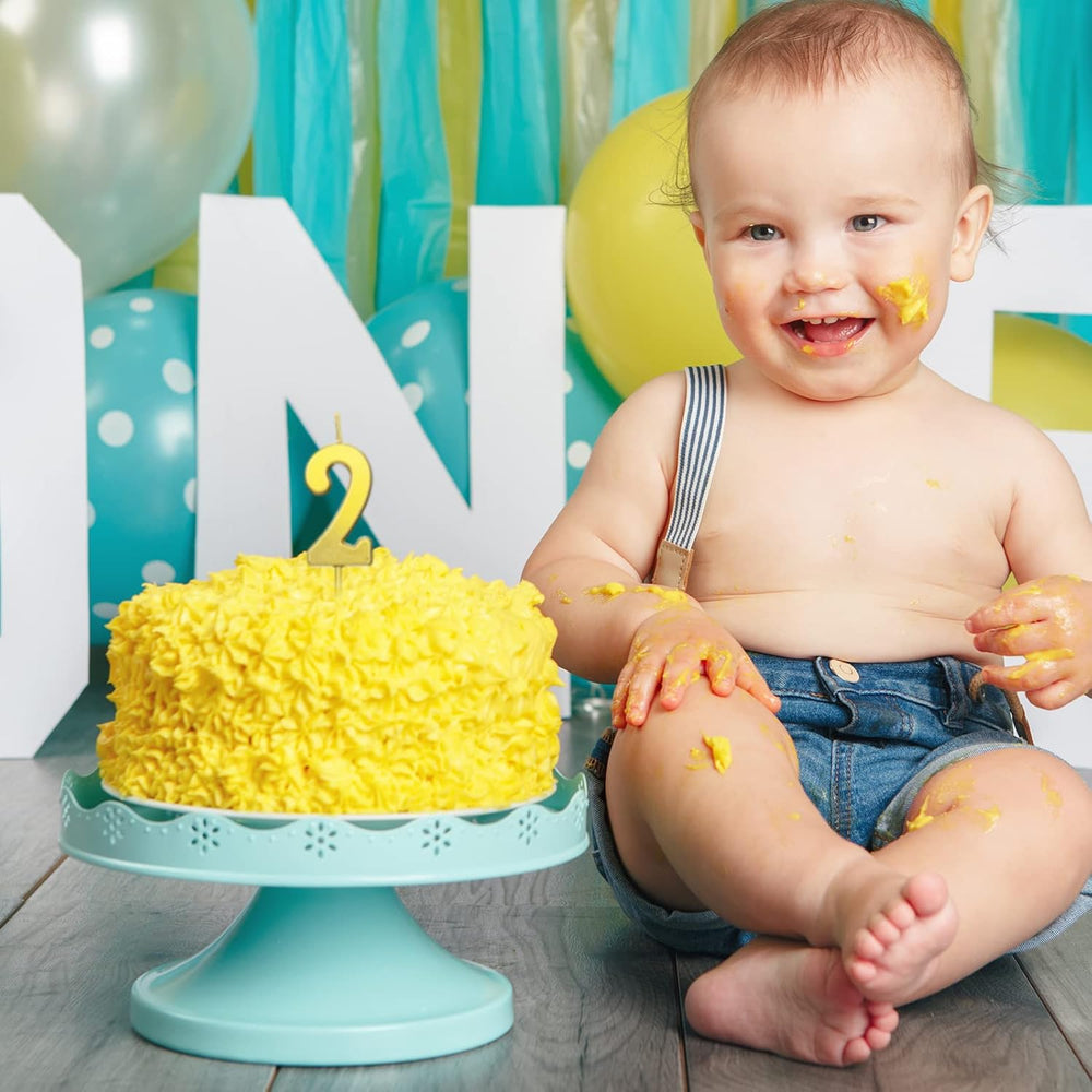 Treela 100 Pieces Number Birthday Candles Bulk, 3.94 Inch Gold Numeral 0-9 Ca...