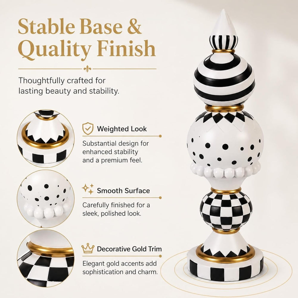 Black and White Checkered Fall Halloween Table Mantle Home Decor
