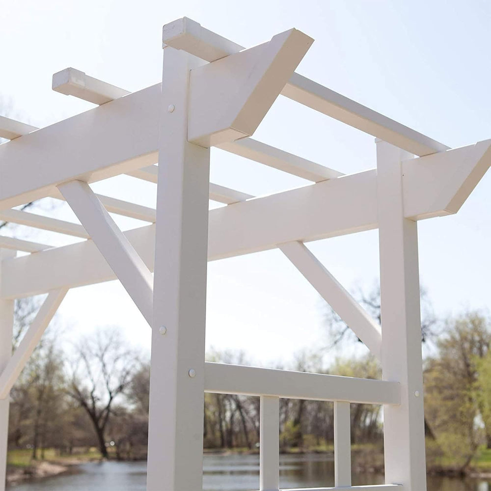 Dura-Trel Providence Arbor 64" x 85" PVC Outdoor Garden Arch Trelli...