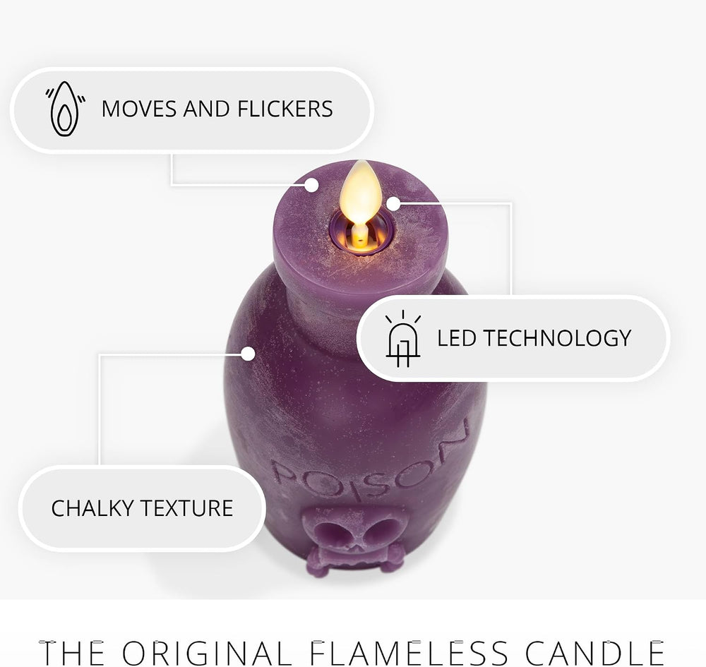 Luminara Poison Bottle Flameless LED Candle Imperial Purple Wax, Battery Oper...