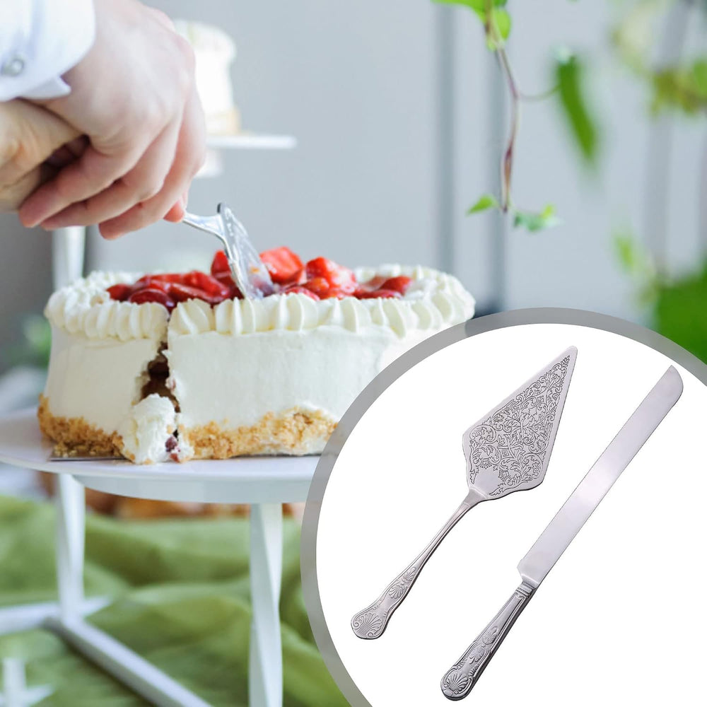 Vintage Wedding Cake Knife and Server Set, Stainless Steel Cake Pie Pastry Cu...