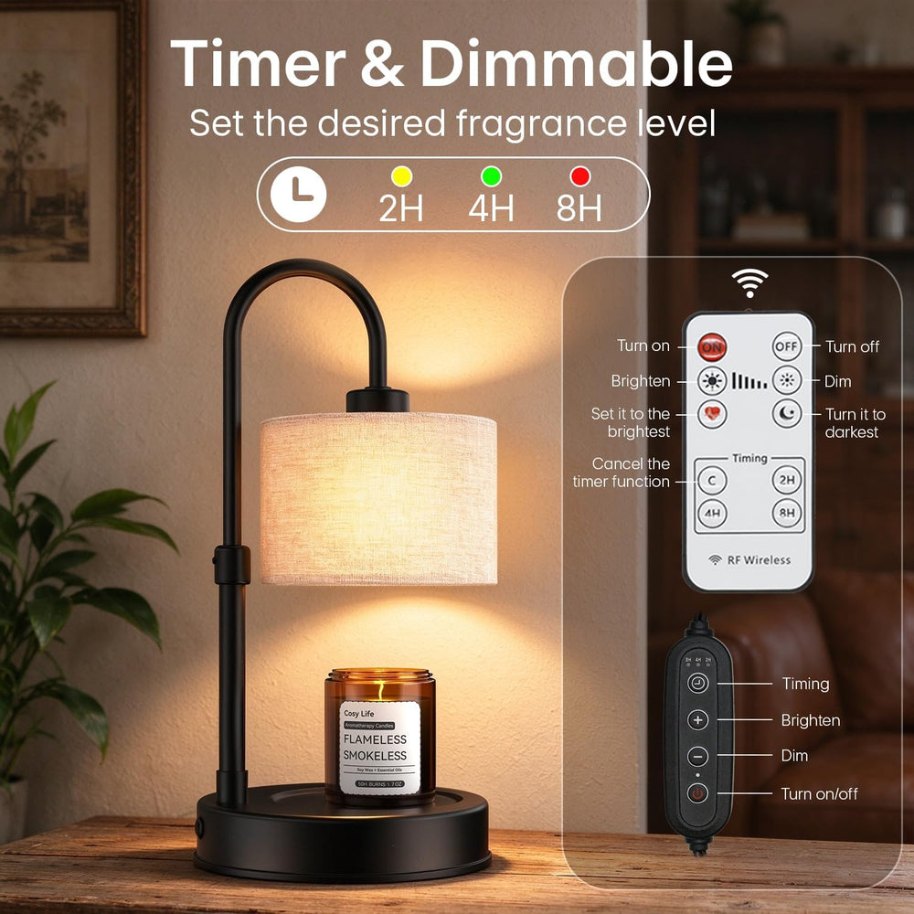 Dimmable Candle Warmer Lamp with Remote Control & Timer