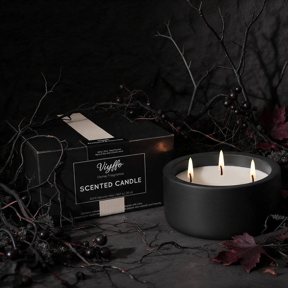 Viyffo 20oz Large Fall Scented Candle – Eucalyptus & Rosemary, 3 Wick Non...