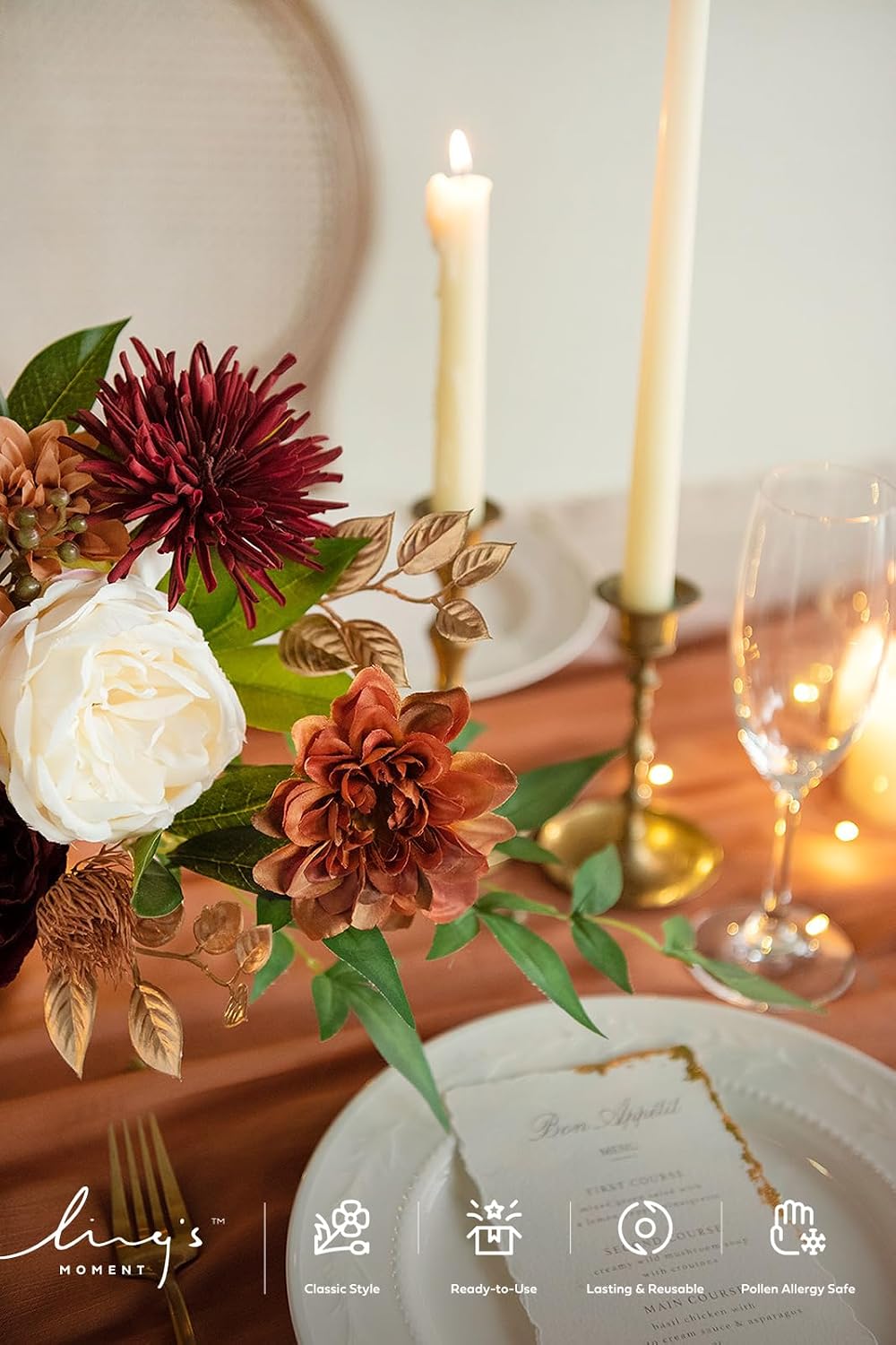 Ling's moment Artificial Wedding Fall Flowers Grand Combo, Terracotta