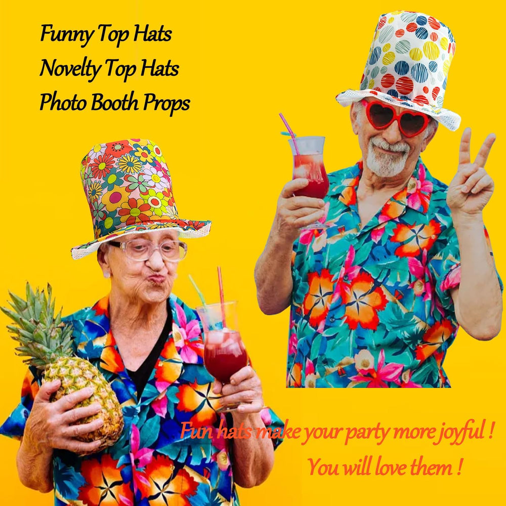 6 Assorted Pattern Funny Party Top Hats for Adults Teen