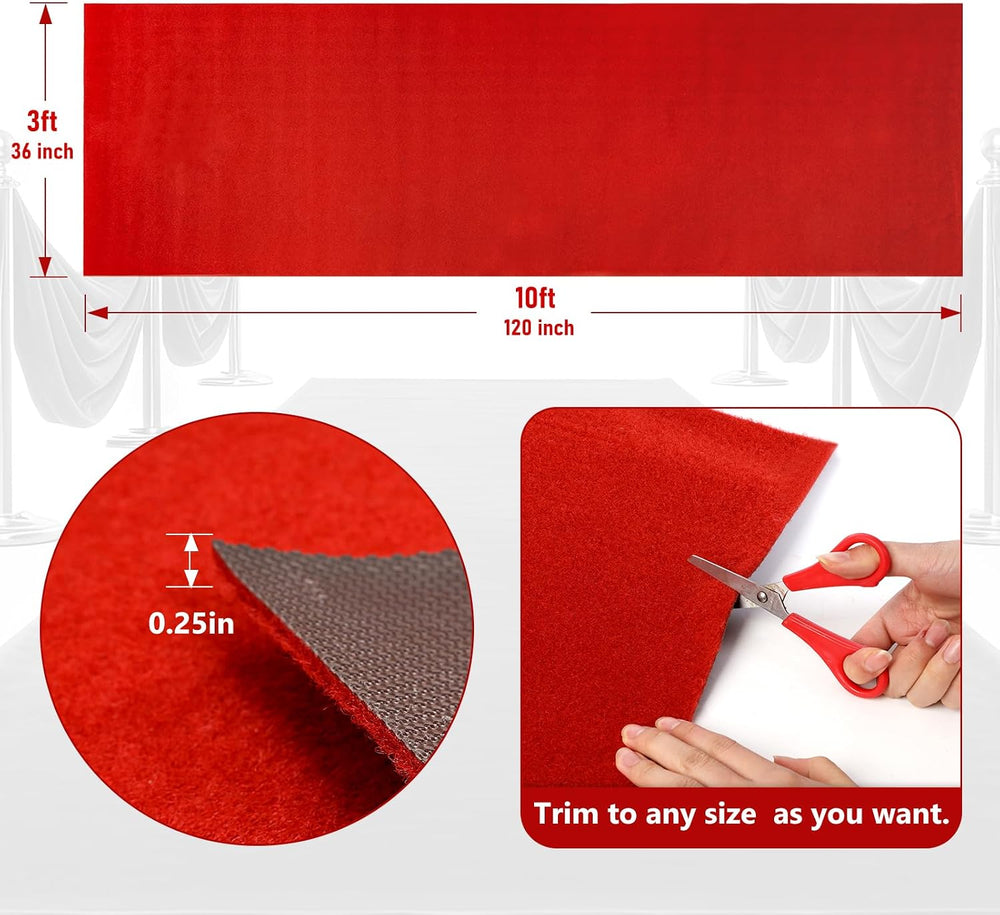 PBHEPJ 3ft x 10ft Extra Thick Red Carpet Runner for Party & Hollywood, Fe...