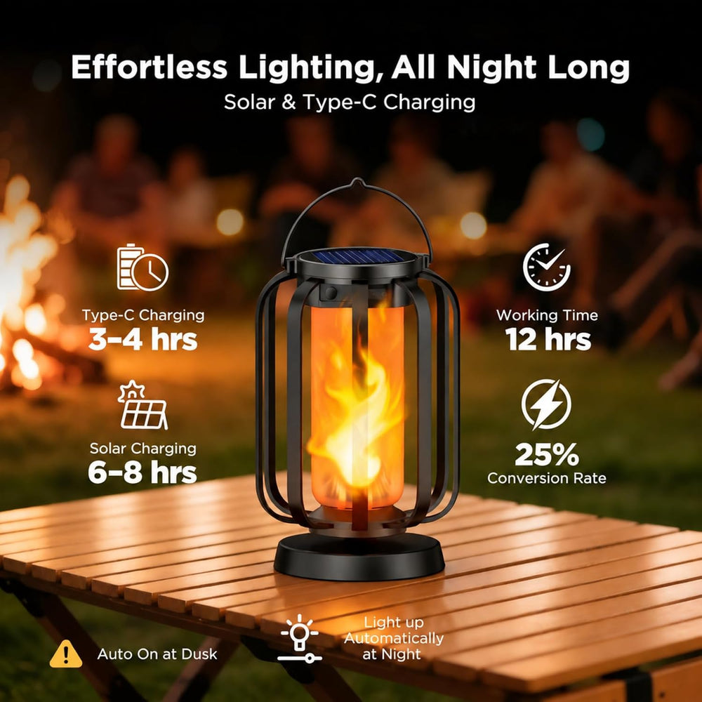 Gen2 Solar Lanterns Outdoor Lights with Ultra-Real Flame