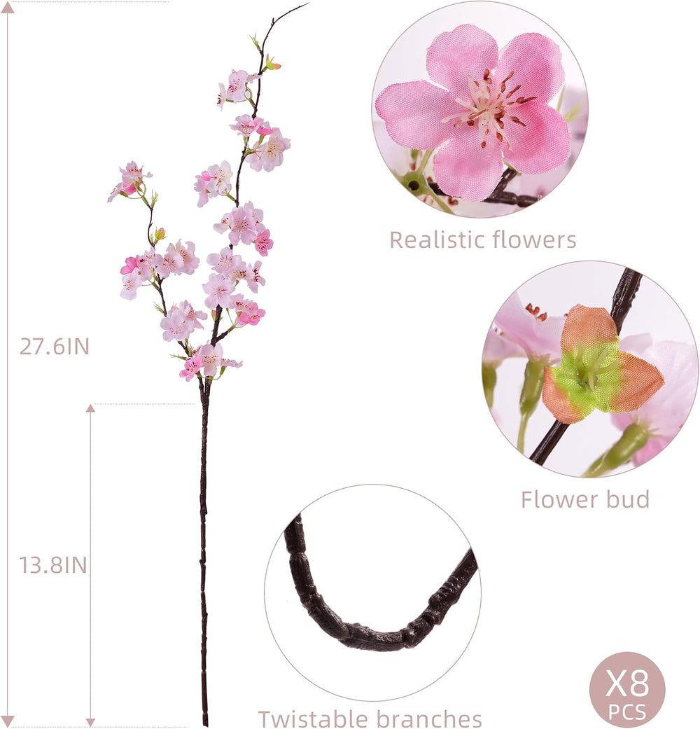Artificial Cherry Blossom Branches 27.6In Silk Cherry Blossom Branches Long S...