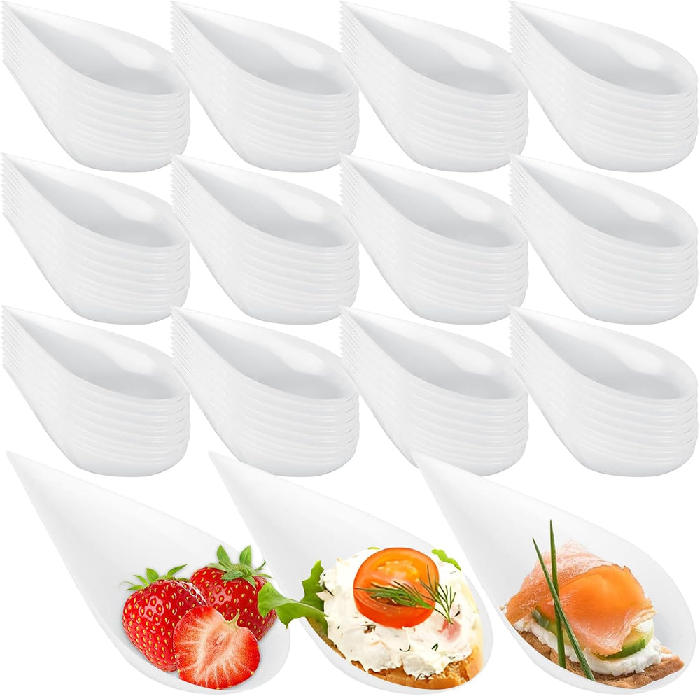 400 PCS 4 Inch Plastic Appetizer Spoons, Tear Drop Appetizer Plates for Desse...