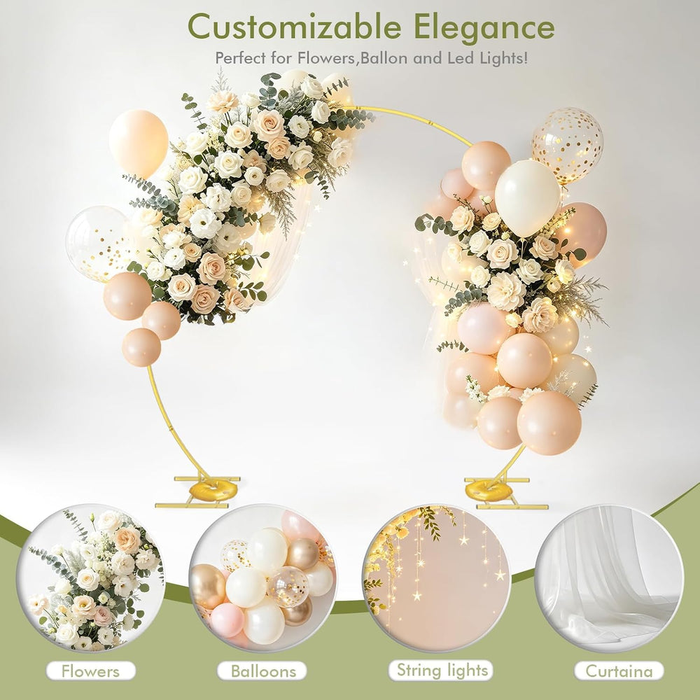 EMART Round Backdrop Stand 8FT Gold Balloon Arch Stand Metal Circle Arch