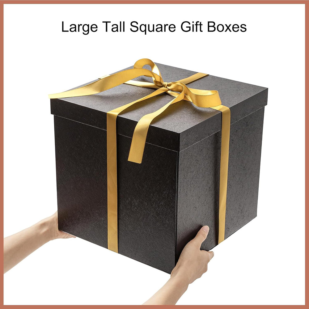 Mefleet 2 Pack Large Gift Box with Lid for Presents 12x12x12 Inches Black