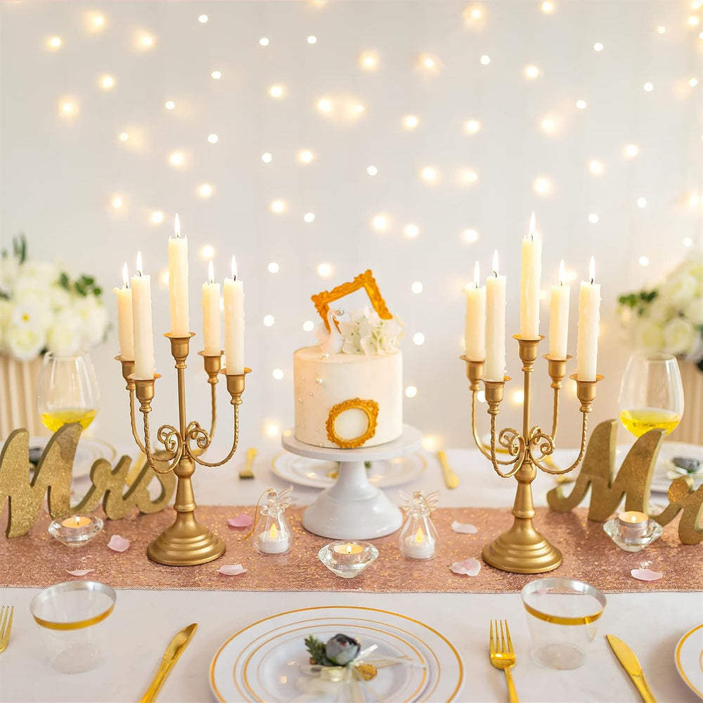 Sziqiqi Gold Candelabra Candle Holders for Wedding Centerpieces, 5 Arms