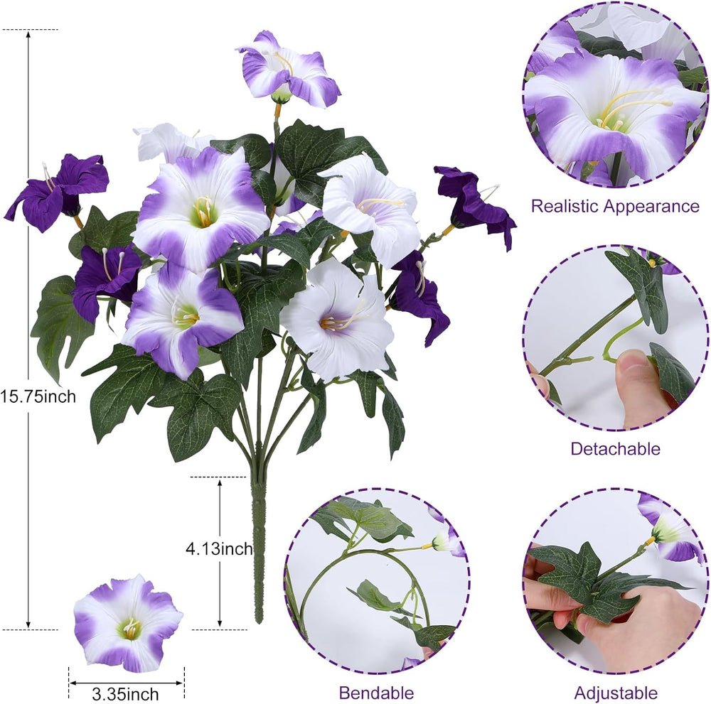 Geegoods Artificial Petunias Flowers for Outdoors, 8 Bundles UV Resistant