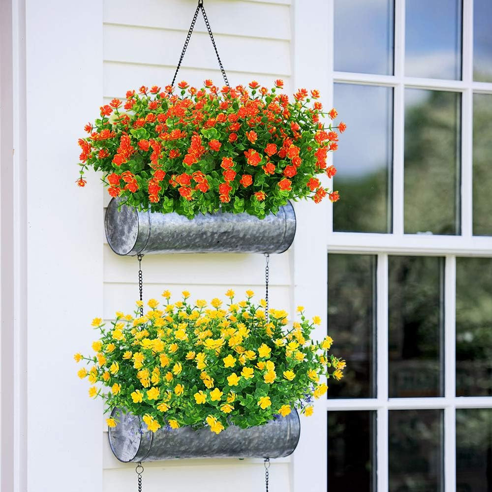 24 Bundles Outdoor Artificial Flowers UV Resistant Fake Boxwood Plants, Faux ...