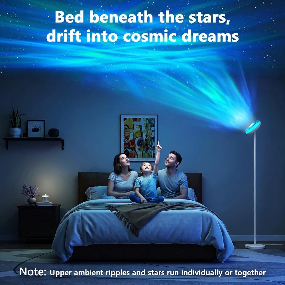Uplighter Floor Lamp for Living Room, Ripple and Star Projector