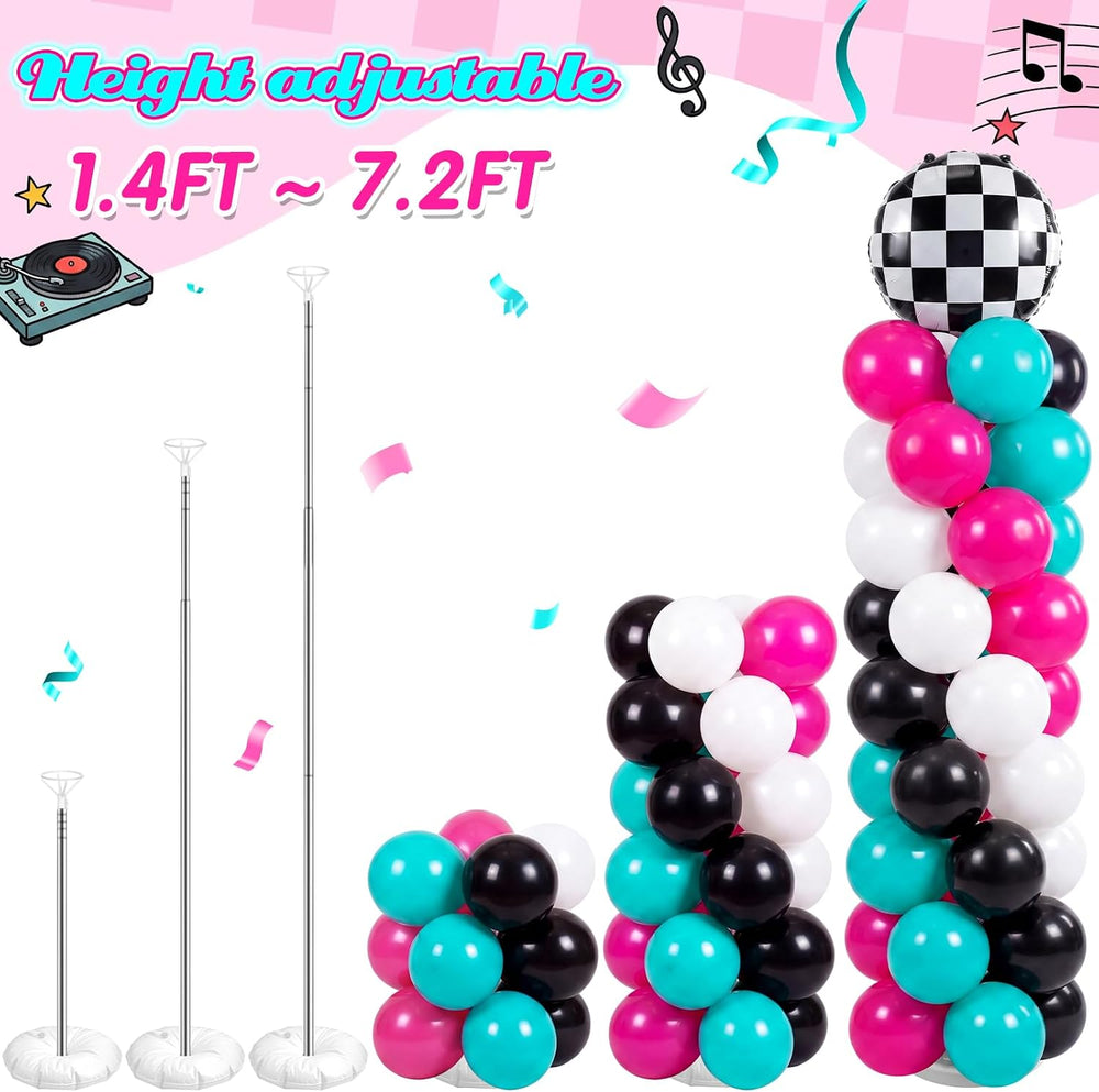 Arrowbash 2 Sets 165 Pcs 50s Rock and Roll Party Balloon Column Stand Kit