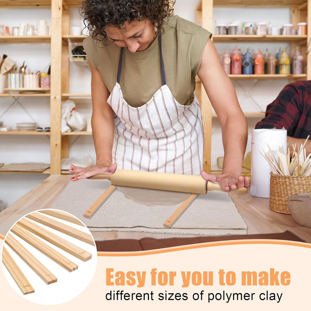Newtay 12 Pcs Pottery Tools Wood Rolling Pin Special Linen (Tablecloth)