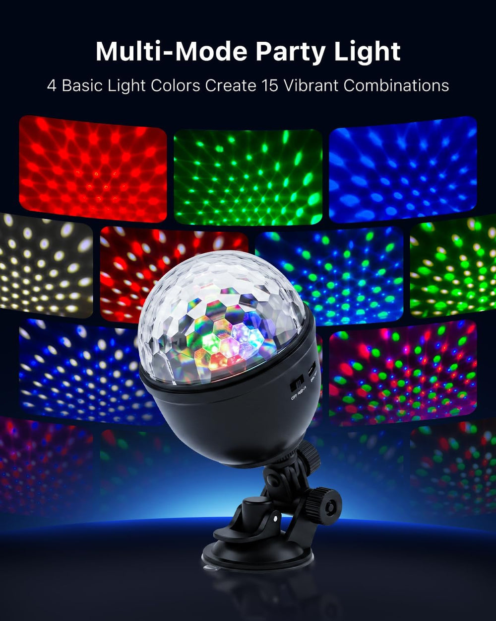 2 Pack Cupcake RGB Disco Ball Lights for Party & Ambient Night Light