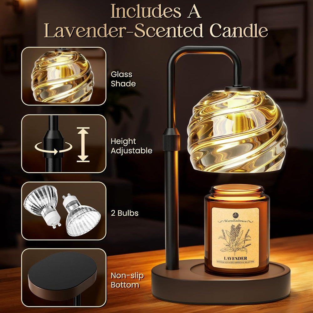 WarmEmbrace Candle Warmer Lamp with Lavender Candle Set Black