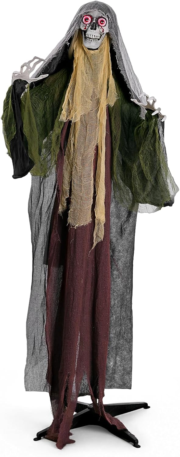 6.1Ft Halloween Decorations Outdoor Animatronic, Life Size Skeletons Ghost