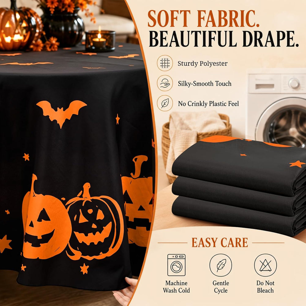 Pesonlook 6 Pack Halloween Tablecloth Round 90 Inch Pumpkin Table Cloth
