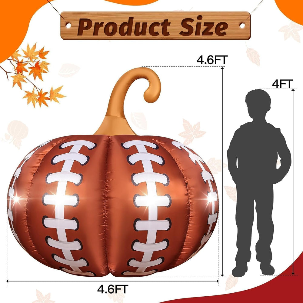 4.6FT Thanksgiving Inflatable Football Pumpkin Outdoor Decoration Giant Fall ...