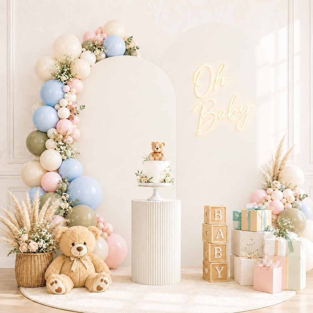 Metal Arch Backdrop Stand and Cream Cover Set of 2 (6FT/7.2FT)