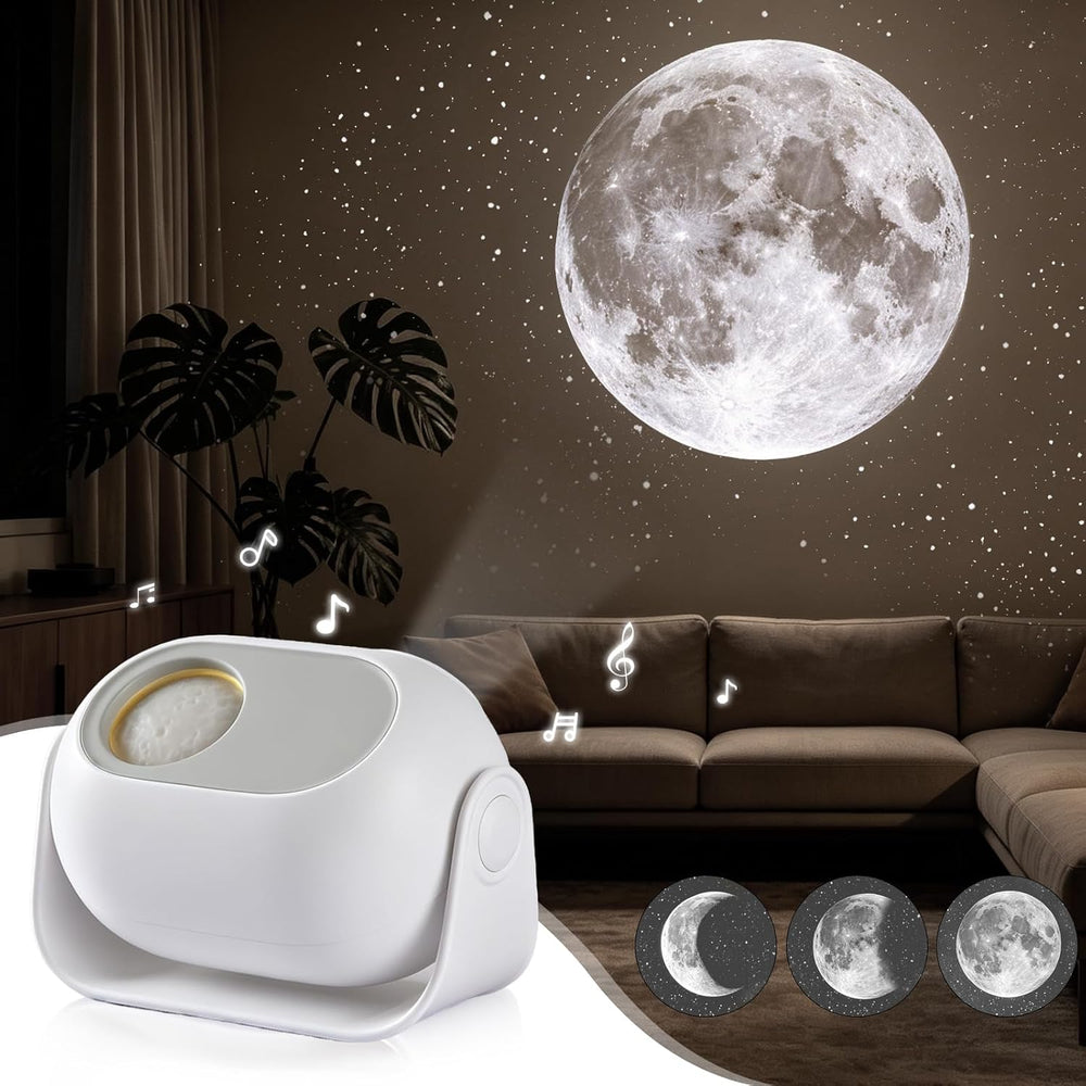 Galaxy Star Projector with Dynamic Lunar Eclipse, White Noise Night Light