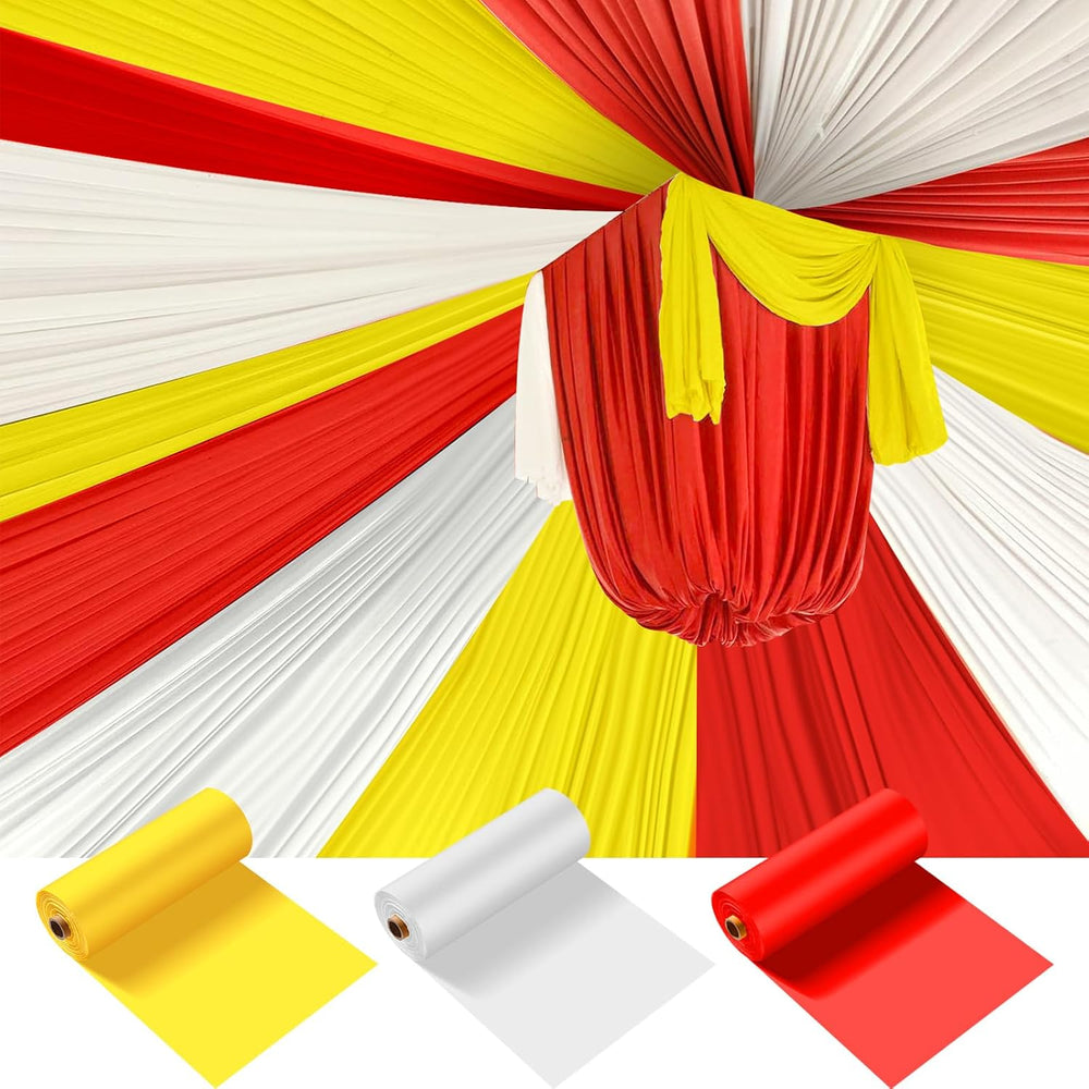 Blulu 3 Rolls Circus Tent Theme Plastic Tablecloth Party,Red Yellow White