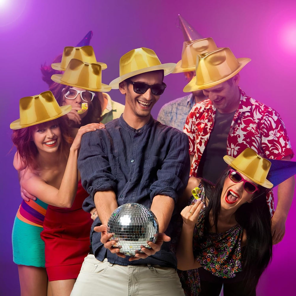 Handepo 48 Pcs Neon Mafia Party Hat for Adults Plastic Party Hat