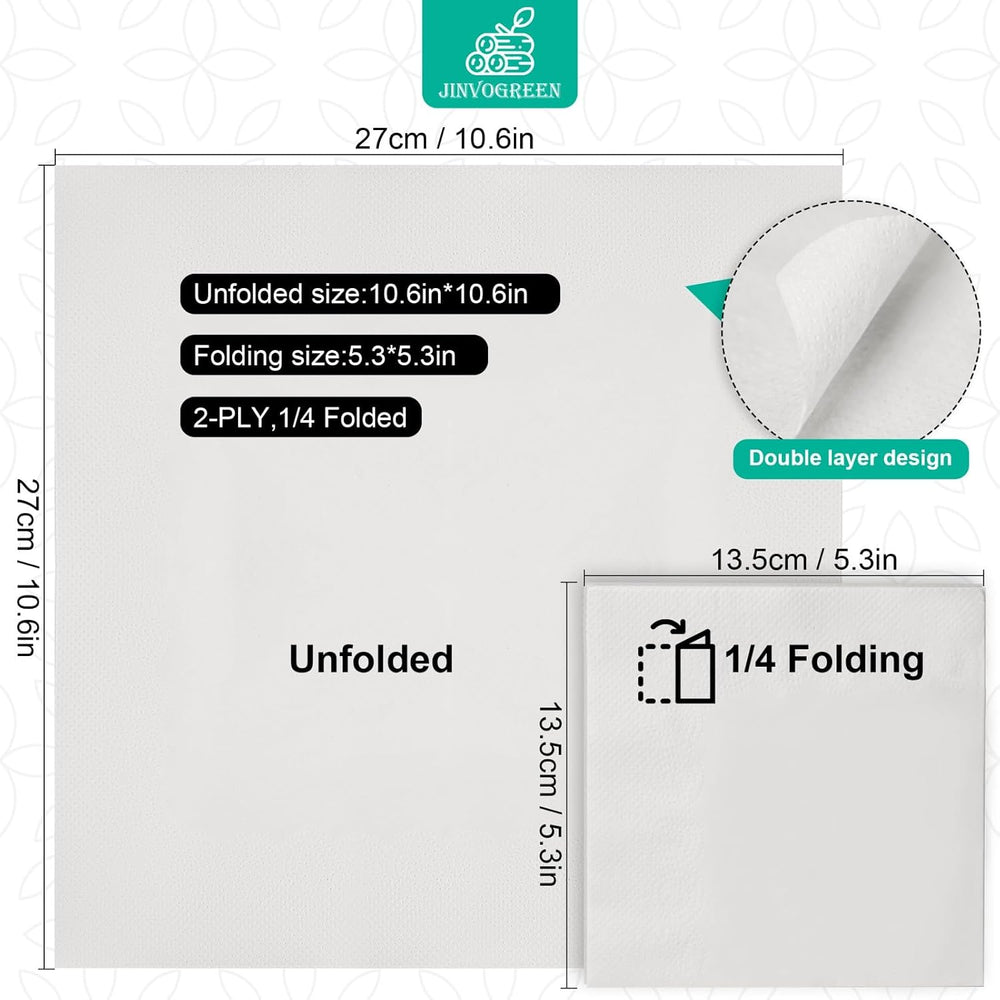 JINVOGREEN 1000 Count Cocktail Napkins, White Beverage Napkins, 2-Ply