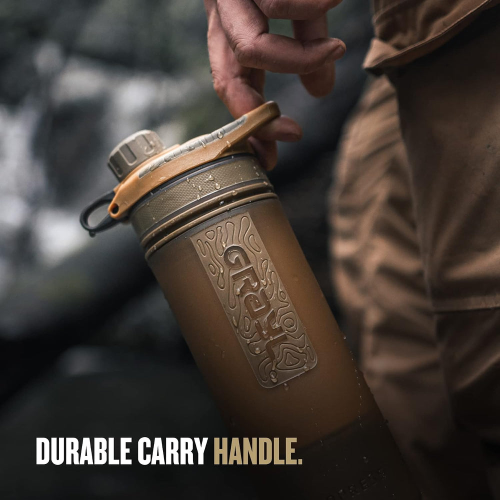 GRAYL GeoPress 24 oz Water Purifier & Water Filter Bottle, Coyote Brown