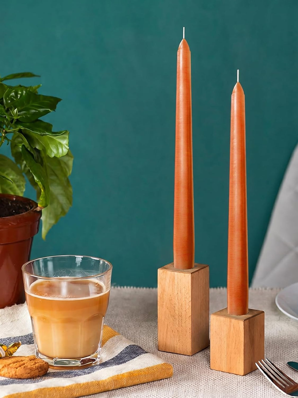 CANDWAX 12 Inch Taper Candles Terracotta Decor Candle Sticks 12 Pack